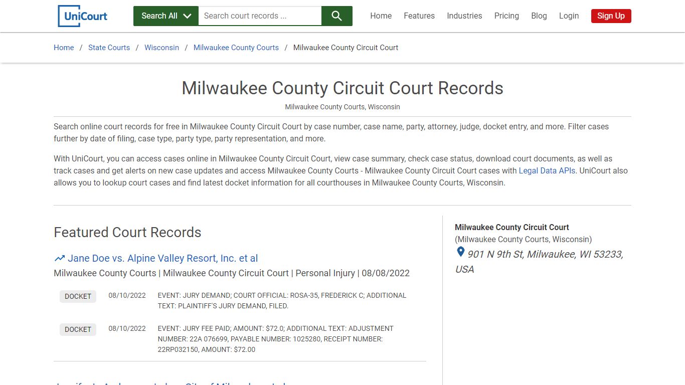 Milwaukee County Circuit Court Records | Milwaukee | UniCourt